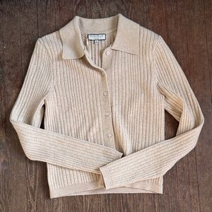 Bagatelle Collection Beige Ribbed Cardigan